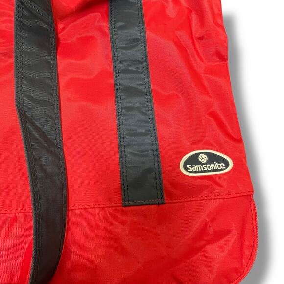 Samsonite Oceanside Red Beach Tote Bag Mesh Net Bottom Trolley Sleeve Drawstring - Picture 5 of 13